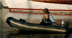 Stew harbor master in Rubber boat-a